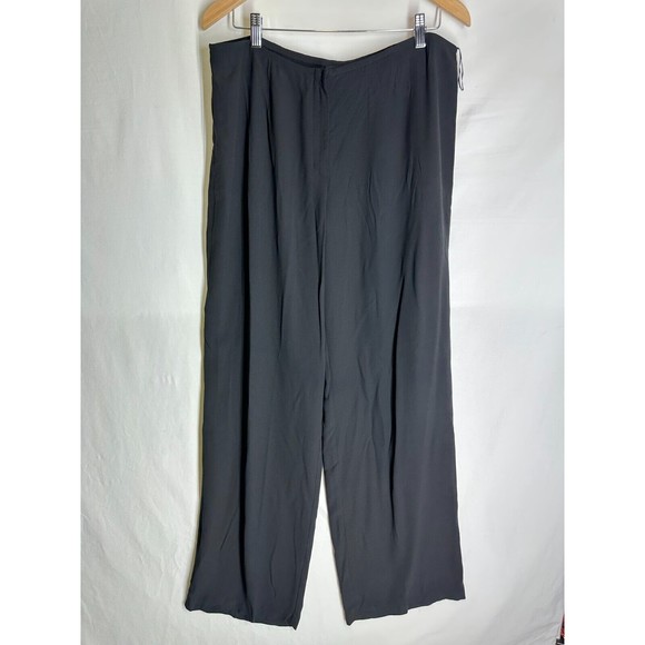 Eileen Fisher Womens High Rise Wide Leg Silk Pants Black Size Large - Picture 6 of 8